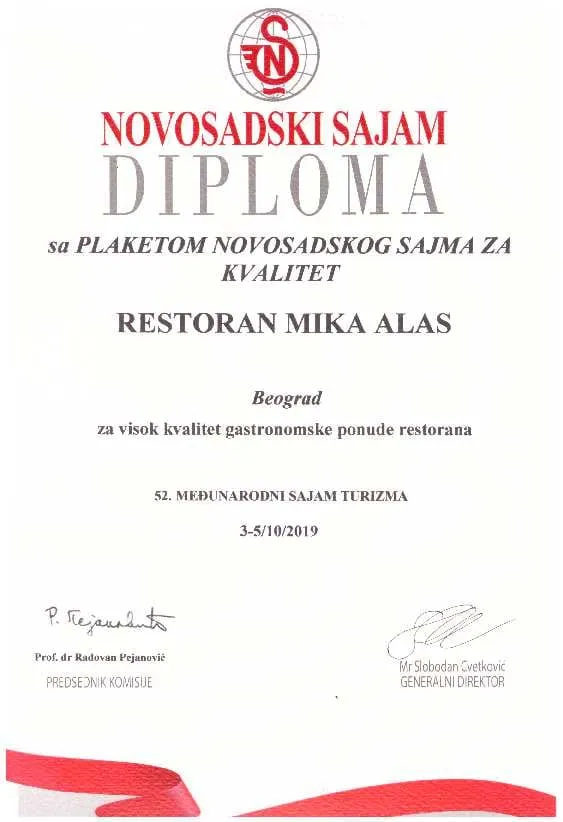 Diploma Novosadskog sajma, 2019. (1/4)
